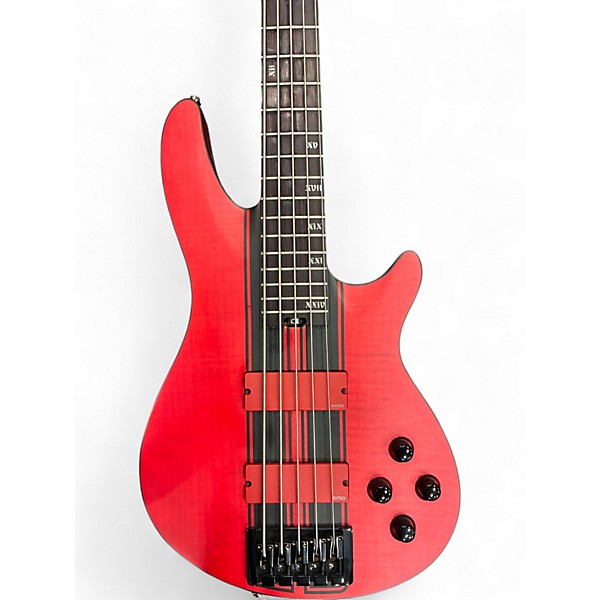 Used Schecter Guitar Research C-5 GT Satin Trans Red Electric Bass Guitar