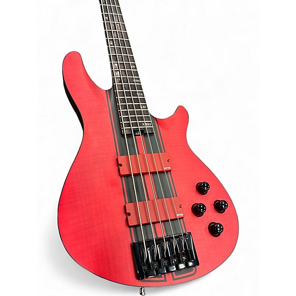 Used Schecter Guitar Research C-5 GT Satin Trans Red Electric Bass Guitar