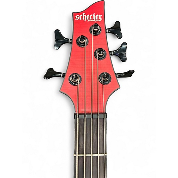 Used Schecter Guitar Research C-5 GT Satin Trans Red Electric Bass Guitar