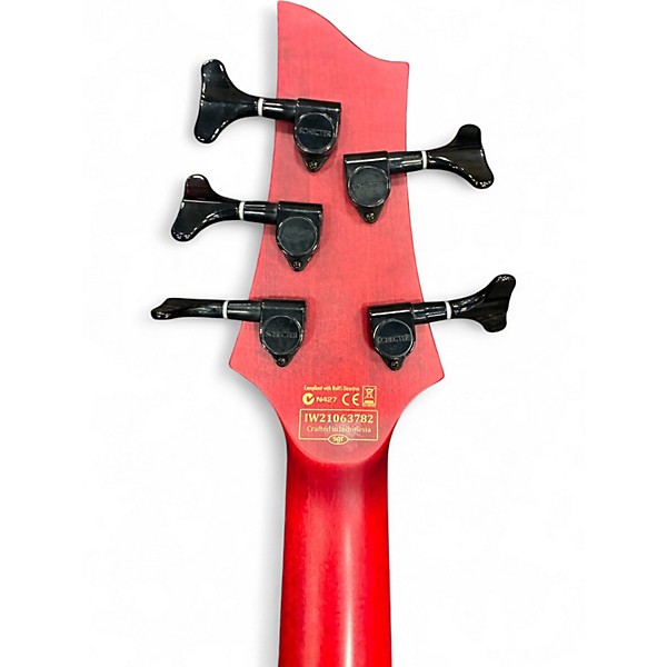 Used Schecter Guitar Research C-5 GT Satin Trans Red Electric Bass Guitar