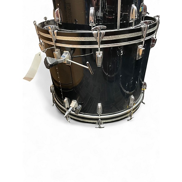 Vintage 1980s Ludwig 5 Piece Pro Beat Black Drum Kit