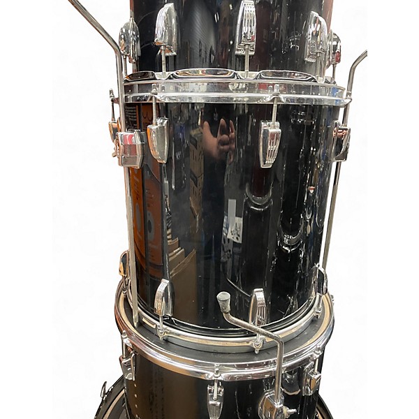 Vintage 1980s Ludwig 5 Piece Pro Beat Black Drum Kit