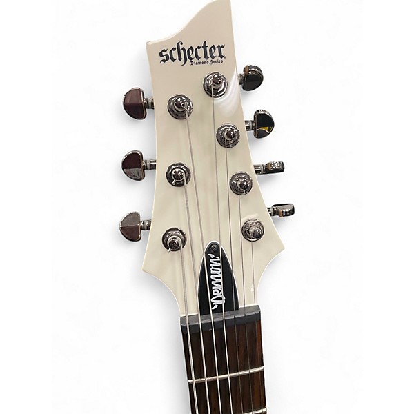 Used Schecter Guitar Research Demon 7 String White Solid Body Electric Guitar