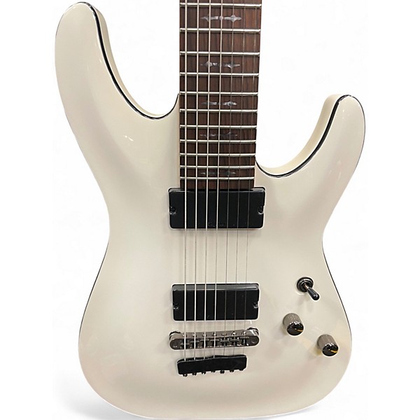 Used Schecter Guitar Research Demon 7 String White Solid Body Electric Guitar