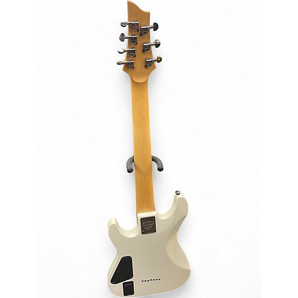 Used Schecter Guitar Research Demon 7 String White Solid Body Electric Guitar