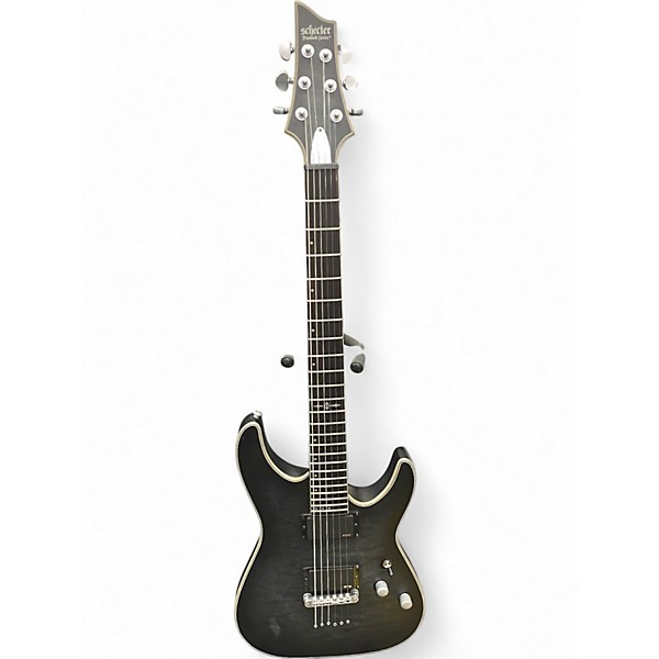 Used Schecter Guitar Research C1 Platinum Trans Black Solid Body Electric Guitar