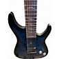 Used Schecter Guitar Research Omen Elite 7 See-Thru Blue Burst Solid Body Electric Guitar