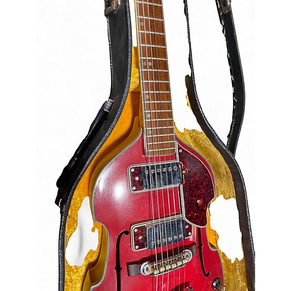 Vintage 1960s Conrad violin guitar Candy Apple Red Hollow Body Electric Guitar