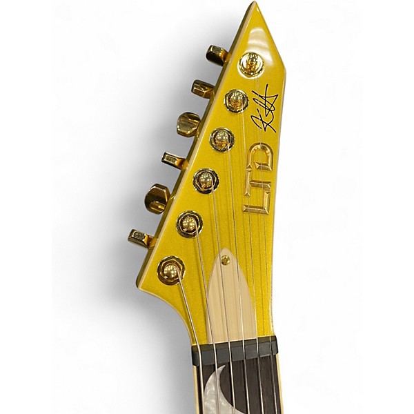 Used ESP LTD KH-V KIRK HAMMET SIGNATURE METALLIC GOLD SPARKLE Solid Body Electric Guitar