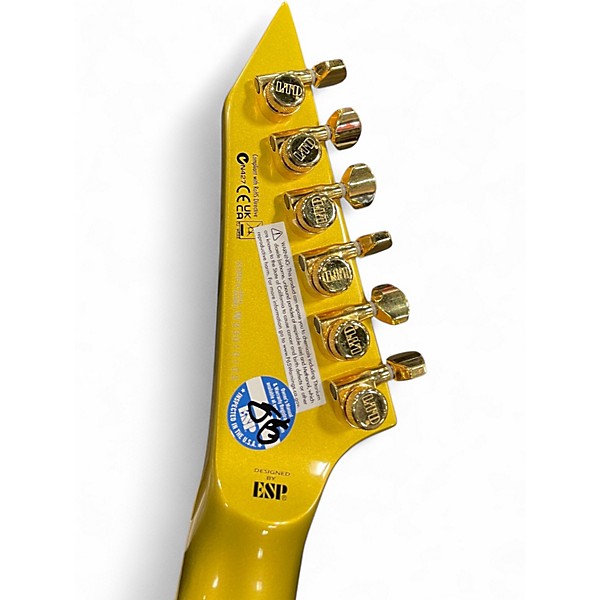 Used ESP LTD KH-V KIRK HAMMET SIGNATURE METALLIC GOLD SPARKLE Solid Body Electric Guitar