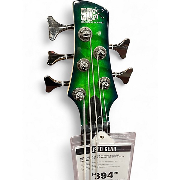 Used 2020s Ibanez SR405 5 String Metallic Aqua Marine Electric Bass Guitar