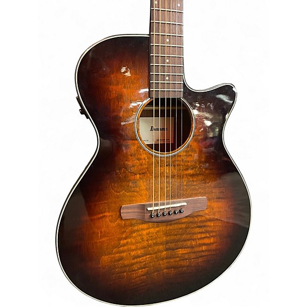Used Ibanez AEG70 Flame Maple Top Tiger Burst Acoustic Electric Guitar