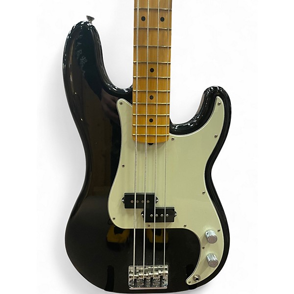 Used Fender American Ultra Precision Bass Black and White Electric Bass Guitar