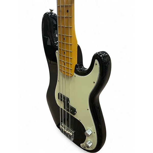 Used Fender American Ultra Precision Bass Black and White Electric Bass Guitar
