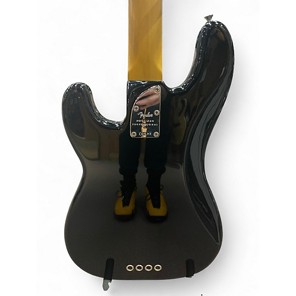 Used Fender American Ultra Precision Bass Black and White Electric Bass Guitar