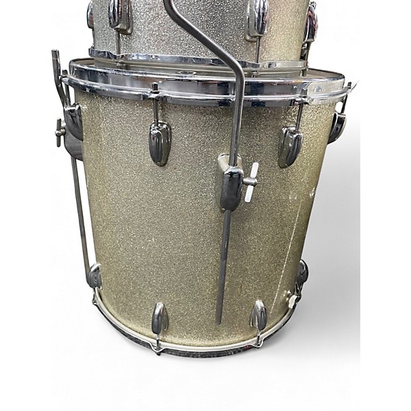 Vintage 1960s Slingerland 4 Piece Shell Pack Silver Sparkle Drum Kit