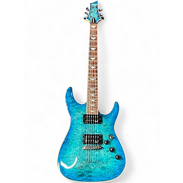 Used 2022 Schecter Guitar Research Omen Extreme 6 Trans Blue Solid Body Electric Guitar