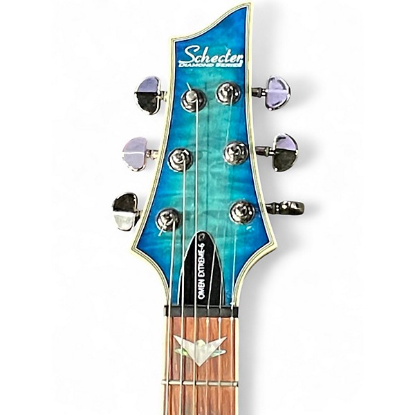 Used 2022 Schecter Guitar Research Omen Extreme 6 Trans Blue Solid Body Electric Guitar