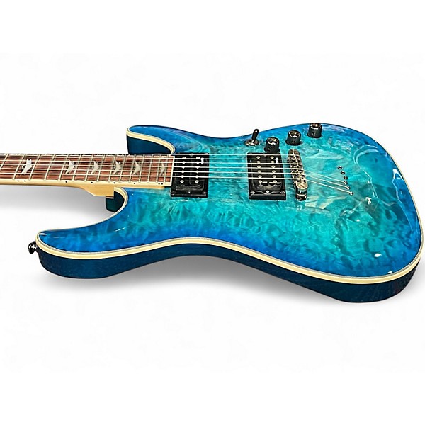 Used 2022 Schecter Guitar Research Omen Extreme 6 Trans Blue Solid Body Electric Guitar