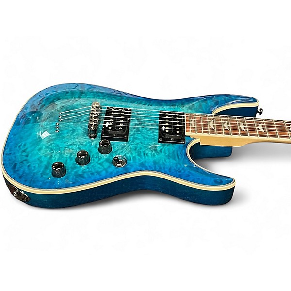 Used 2022 Schecter Guitar Research Omen Extreme 6 Trans Blue Solid Body Electric Guitar