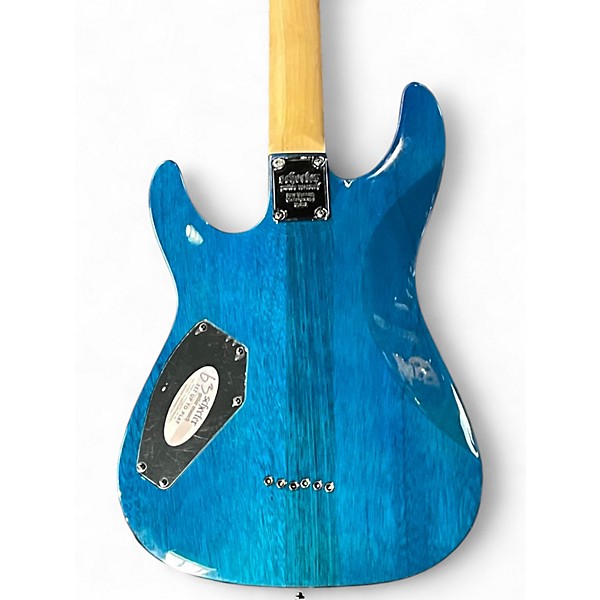 Used 2022 Schecter Guitar Research Omen Extreme 6 Trans Blue Solid Body Electric Guitar