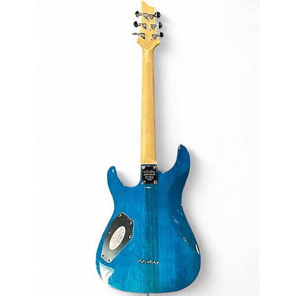 Used 2022 Schecter Guitar Research Omen Extreme 6 Trans Blue Solid Body Electric Guitar