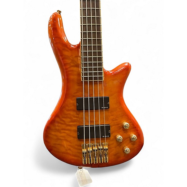 Used Schecter Guitar Research Stiletto Elite 5 String Honey Burst Electric Bass Guitar