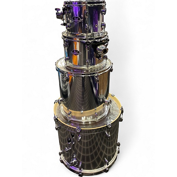 Used Pearl 5 Piece EXPORT NEW FUSION SHELL PACK Chrome Silver Drum Kit