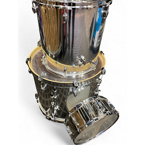 Used Pearl 5 Piece EXPORT NEW FUSION SHELL PACK Chrome Silver Drum Kit
