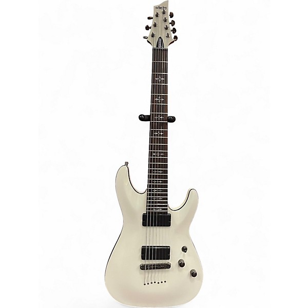 Used Schecter Guitar Research Demon 7 String Vintage White Solid Body Electric Guitar