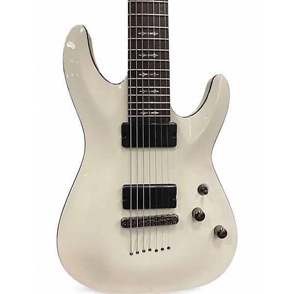 Used Schecter Guitar Research Demon 7 String Vintage White Solid Body Electric Guitar
