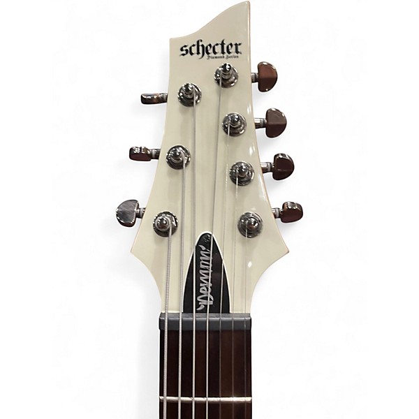 Used Schecter Guitar Research Demon 7 String Vintage White Solid Body Electric Guitar