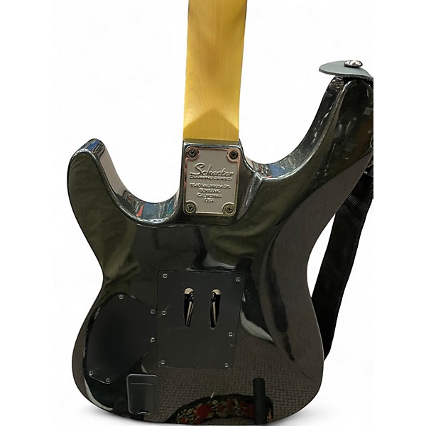 Used 2023 Schecter Guitar Research Damien Elite 6 Floyd Rose Silver Sparkle Solid Body Electric Guitar