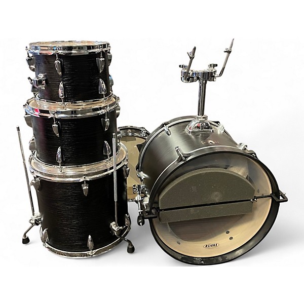 Used TAMA 5 Piece Imperialstar Drum Set with Meinl HCS Cymbals and Hardware Black Oak Wrap Drum Kit