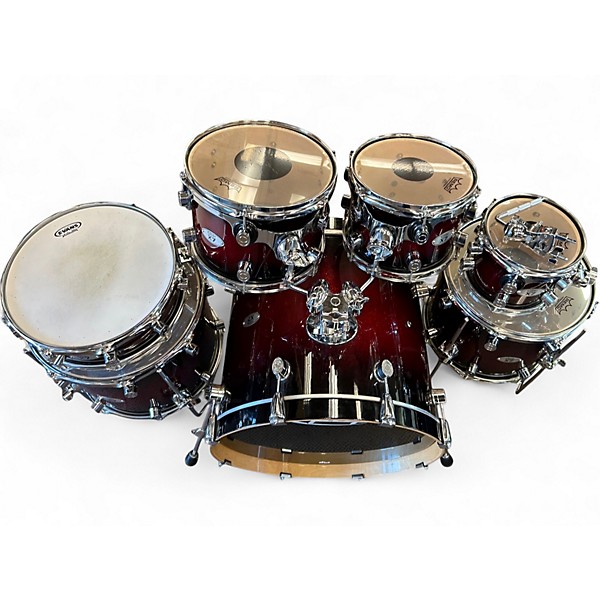 Used PDP by DW 7 Piece X7 BLACK TO RED SPARKLE Drum Kit