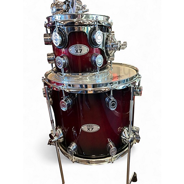 Used PDP by DW 7 Piece X7 BLACK TO RED SPARKLE Drum Kit