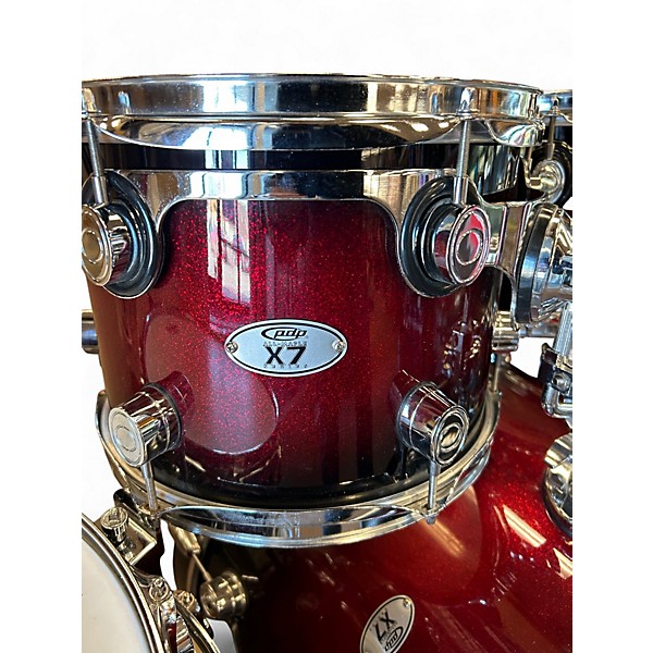 Used PDP by DW 7 Piece X7 BLACK TO RED SPARKLE Drum Kit