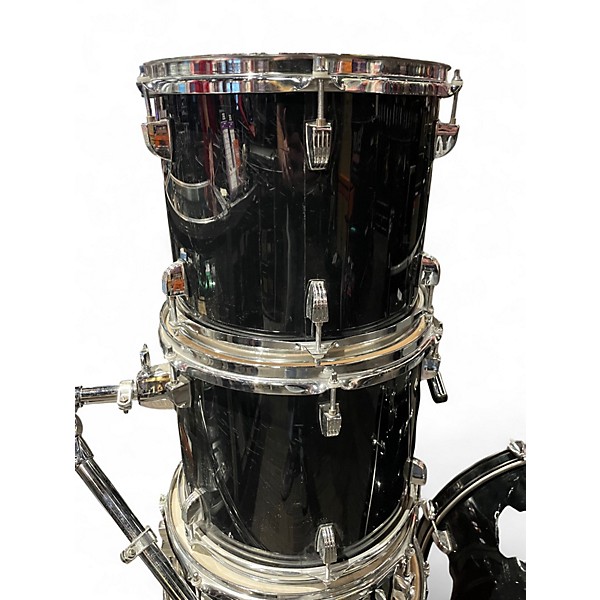 Used Ludwig 5 Piece 5 Piece Assorted Shell Pack Black Drum Kit