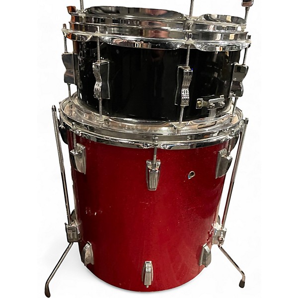 Used Ludwig 5 Piece 5 Piece Assorted Shell Pack Black Drum Kit