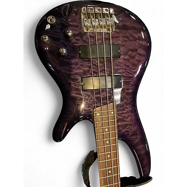 Used Ibanez SH400QM Trans Purple Electric Bass Guitar
