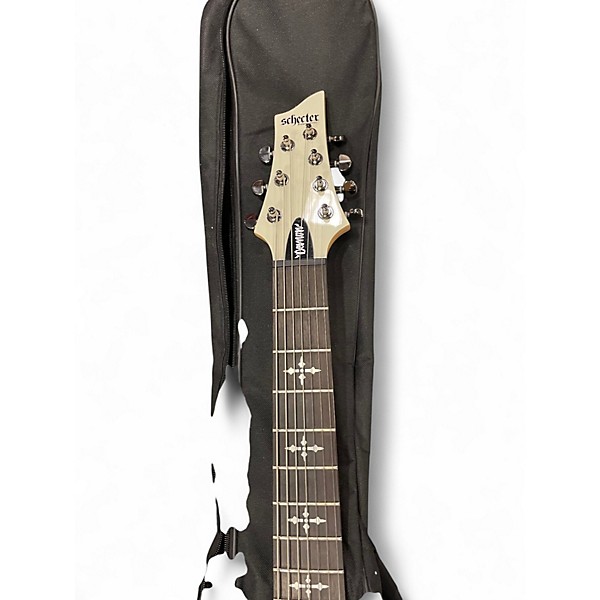 Used Schecter Guitar Research Demon 7 String White Solid Body Electric Guitar