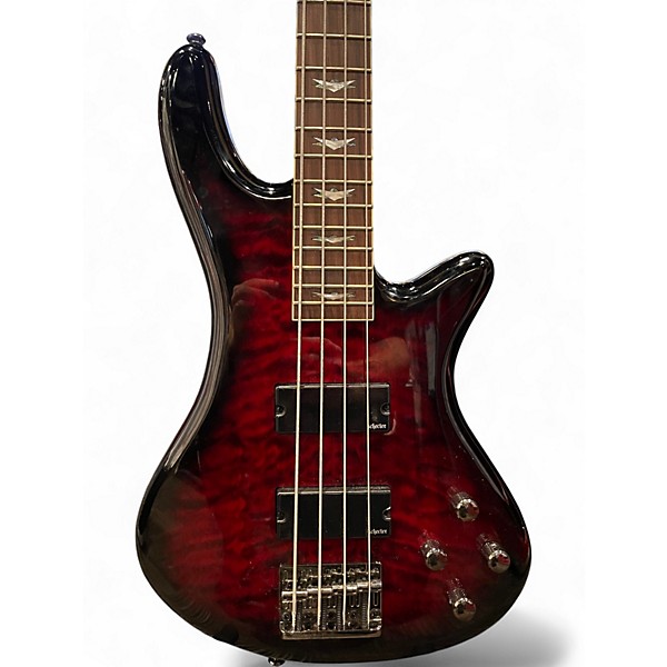 Used Schecter Guitar Research Stiletto Extreme 4 String Black Cherry Electric Bass Guitar