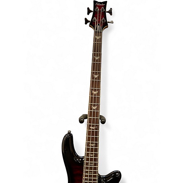 Used Schecter Guitar Research Stiletto Extreme 4 String Black Cherry Electric Bass Guitar