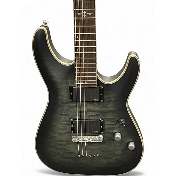 Used Schecter Guitar Research C1 Platinum Translucent Black Solid Body Electric Guitar