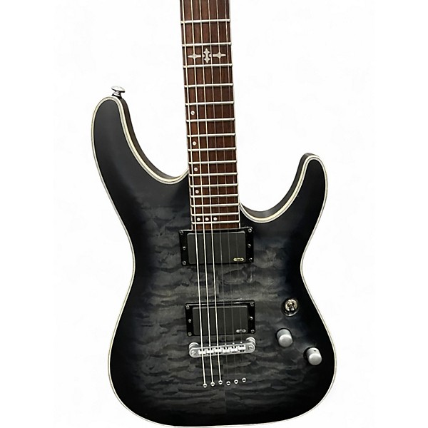 Used Schecter Guitar Research C1 Platinum Trans Black Solid Body Electric Guitar