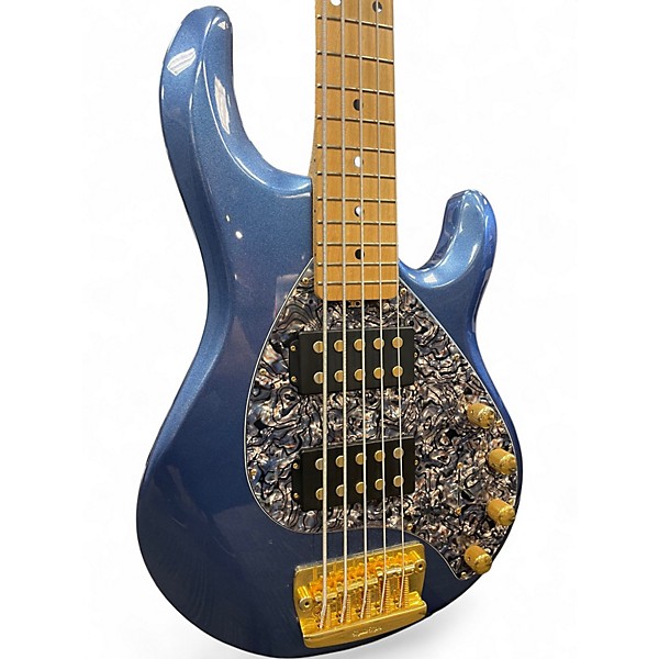 Used Ernie Ball Music Man Stingray HH 5 String Pacecar Blue Electric Bass Guitar