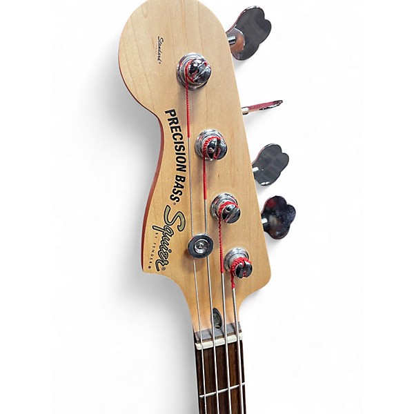 Used Squier Precision Bass Left Handed 3 Tone Sunburst Electric Bass Guitar