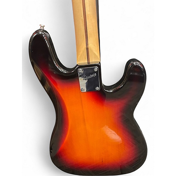 Used Squier Precision Bass Left Handed 3 Tone Sunburst Electric Bass Guitar