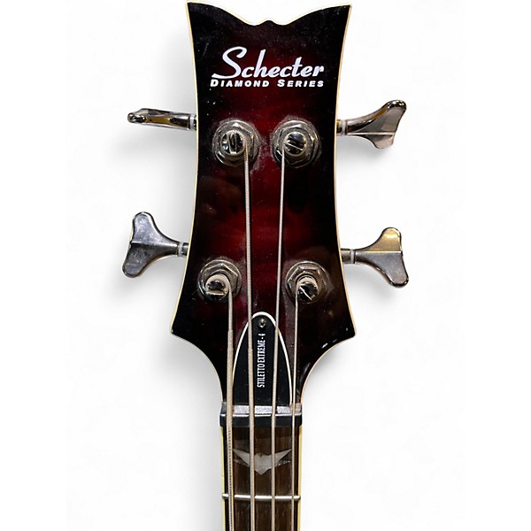 Used Schecter Guitar Research Stiletto Extreme 4 String Crimson Red Trans Electric Bass Guitar
