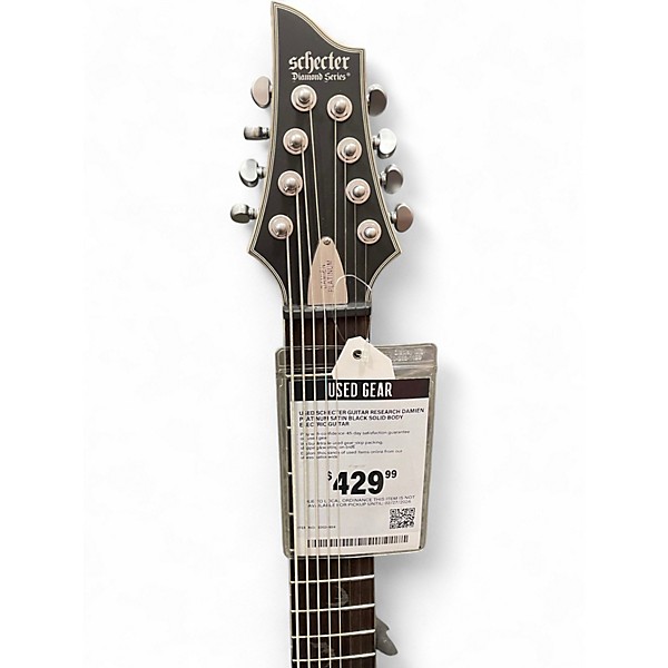 Used Schecter Guitar Research Damien Platinum Satin Black Solid Body Electric Guitar